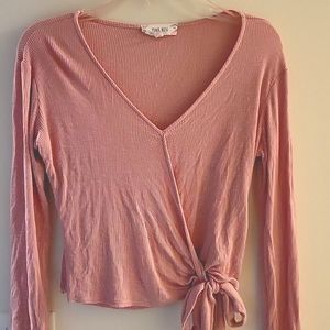 Women's Pink Rose crop top wrap with tie